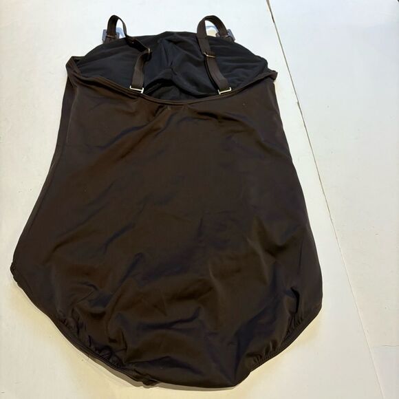 Lands' End Women's One Piece Classic Dark Brown Swimsuit Size 18 - Picture 2 of 11